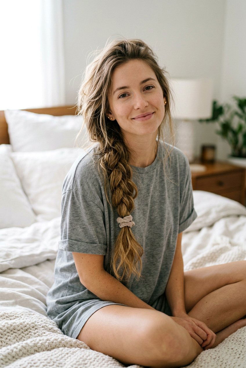 Messy Bedtime Plait - 20 bedtime braid for long layers - 20 bedtime braid for long layers