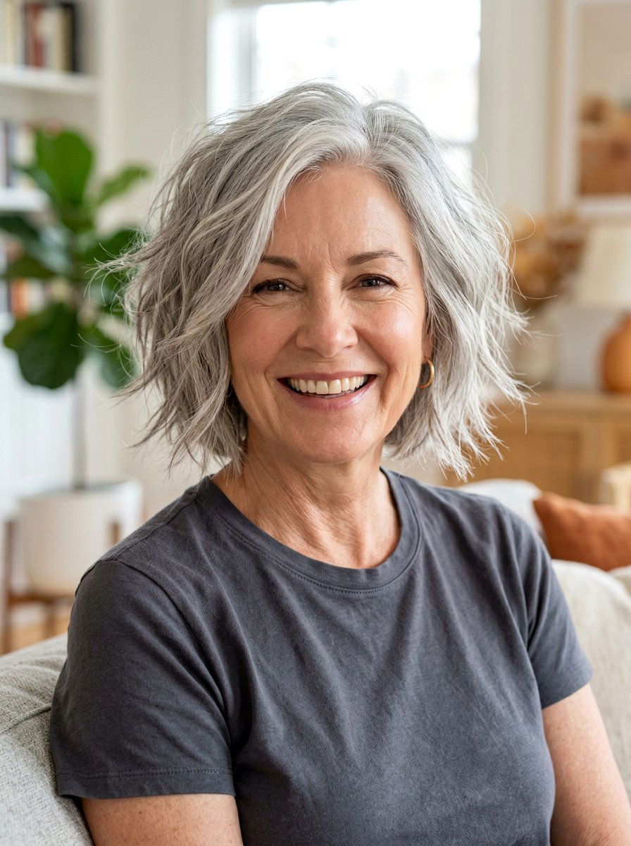 Messy Bob For Fine Gray Hair - 20 older women hairstyle ideas for gray hair - 20 older women hairstyle ideas for gray hair