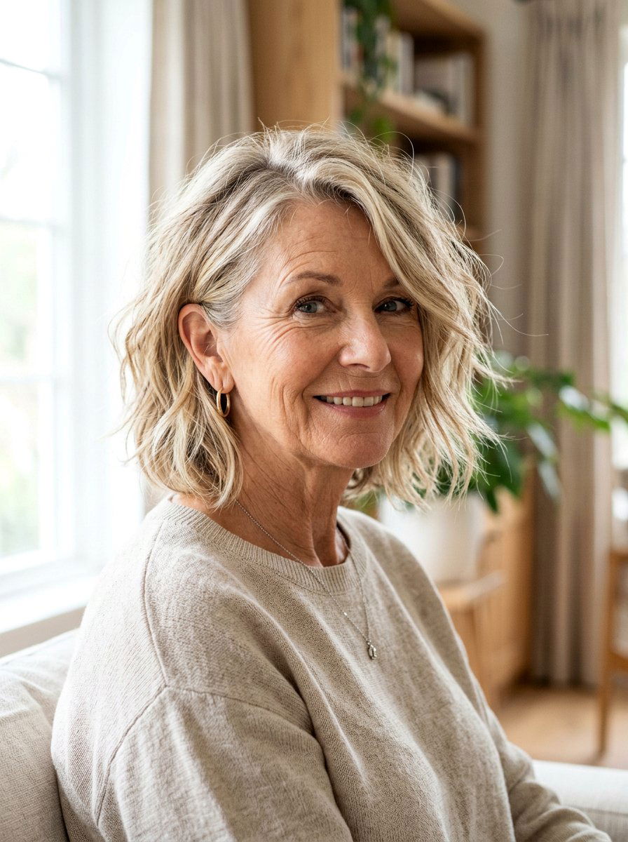 Messy Bob With Tucked Ears - 20 short bob with volume for older women - 20 short bob with volume for older women