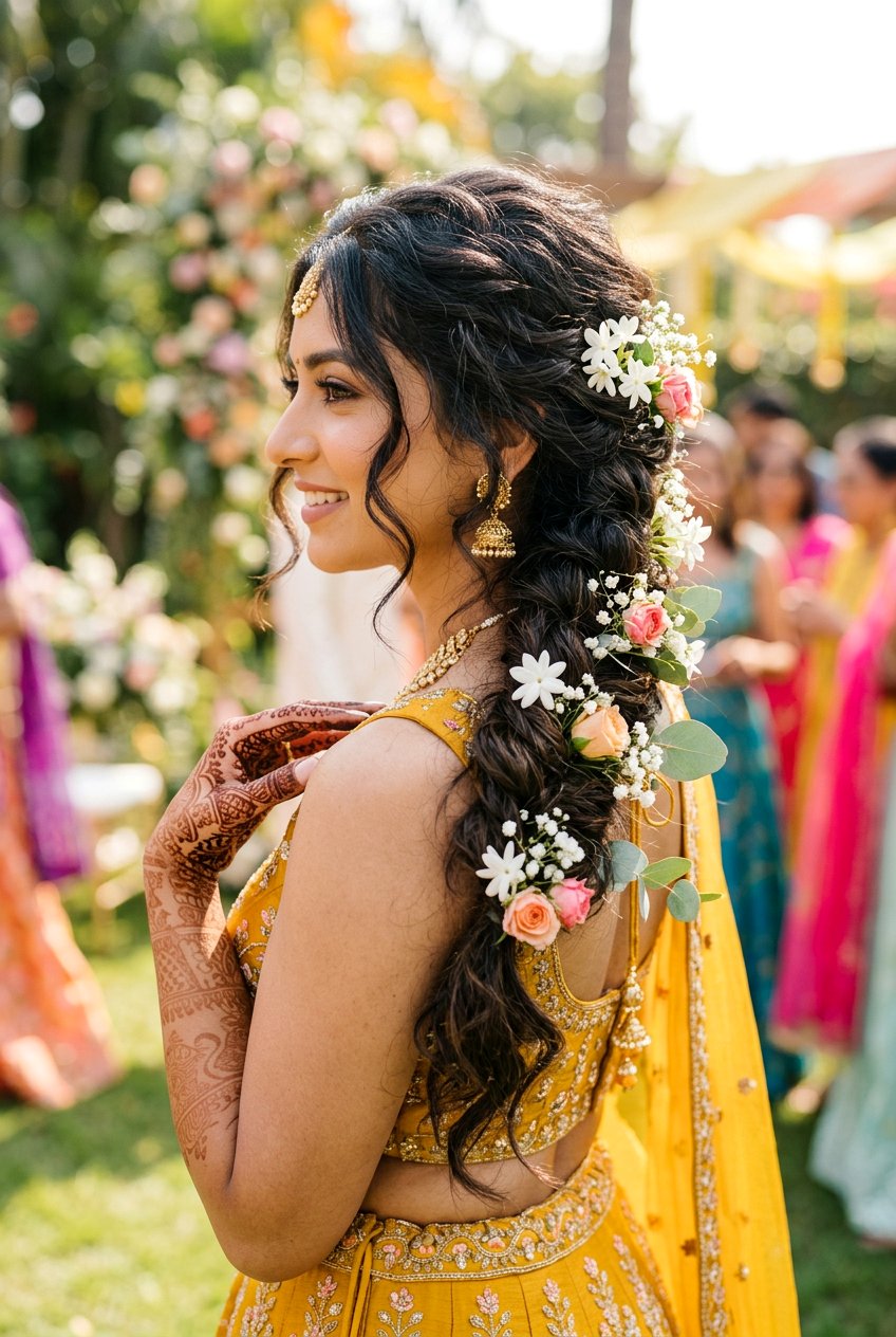 Messy Braid Mehndi Hairstyle - 20 mehndi braid hairstyles - 20 mehndi braid hairstyles