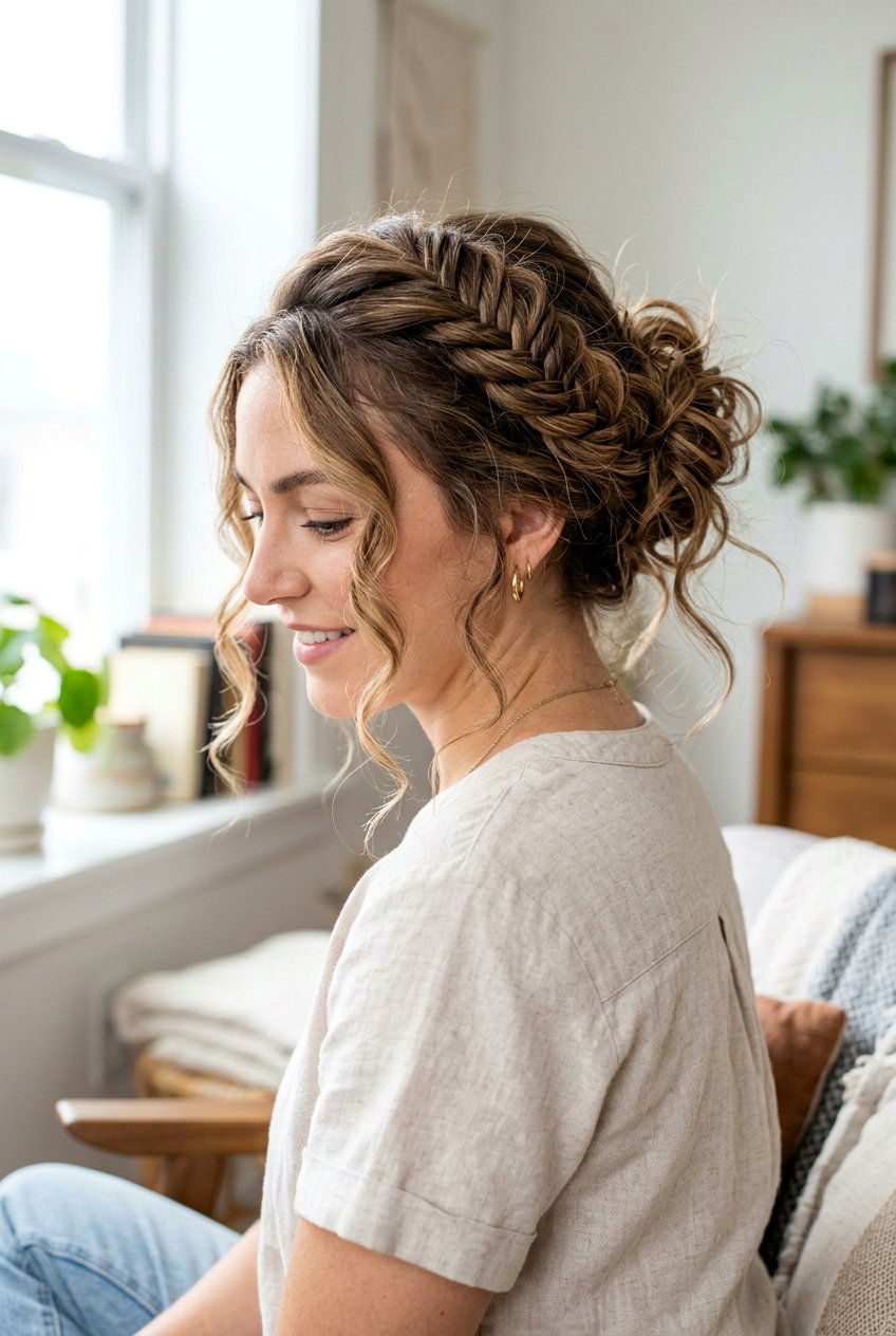 Messy Braided Bun For Humid Days - 20 anti humidity updo hairstyles - 20 anti humidity updo hairstyles