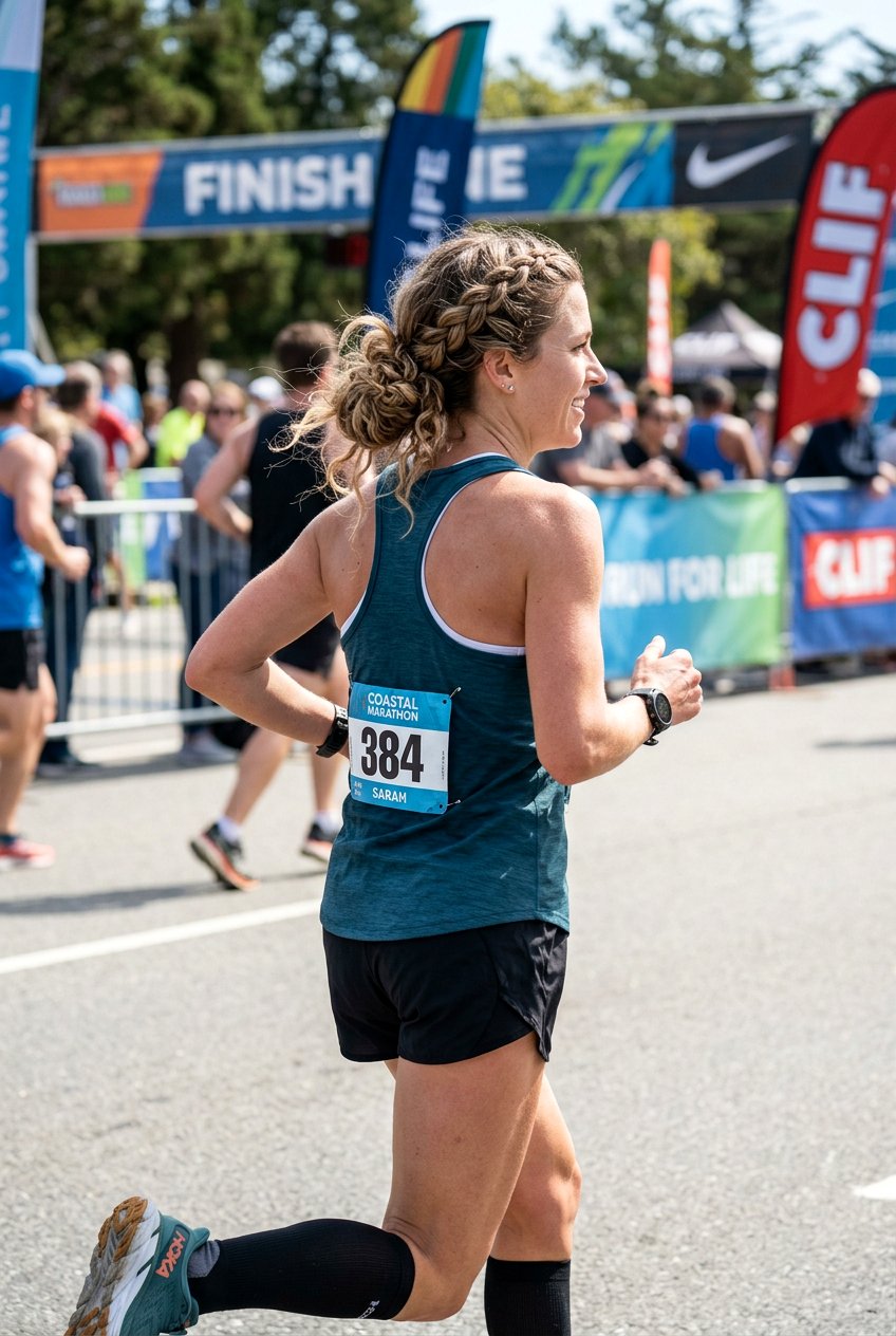 Messy Braided Bun For Long Races - 20 marathon hairstyles for women - 20 marathon hairstyles for women