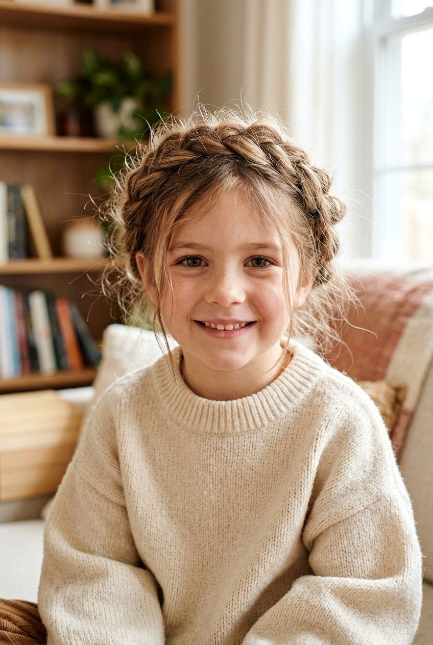 Messy Braided Crown - 20 little girls braided crown hairstyle - 20 little girls braided crown hairstyle
