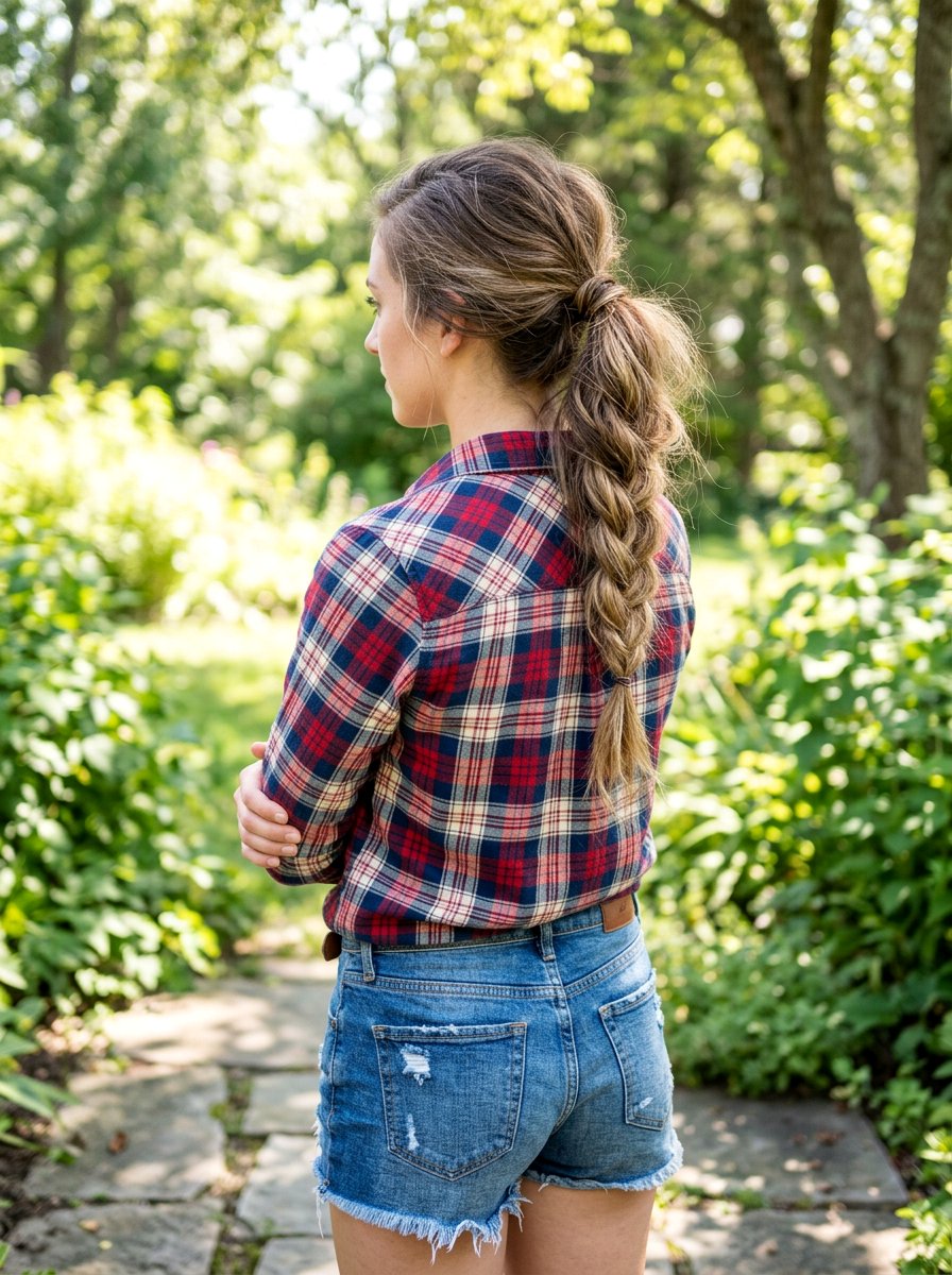 Messy Braided Ponytail for Lake Vacation - 20 vacation ponytail with braids - 20 vacation ponytail with braids
