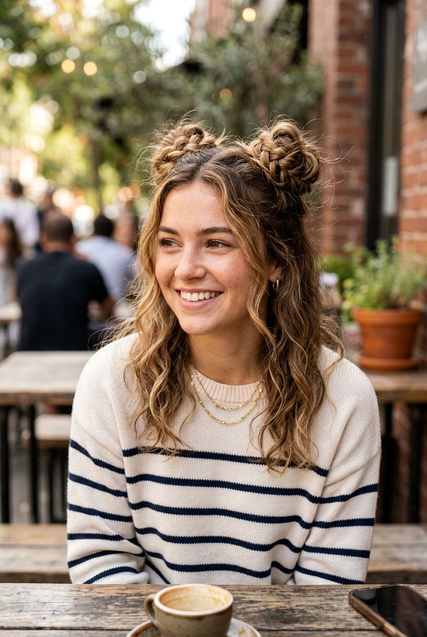 Messy Braided Space Buns - 20 messy braid hairstyles - 20 messy braid hairstyles