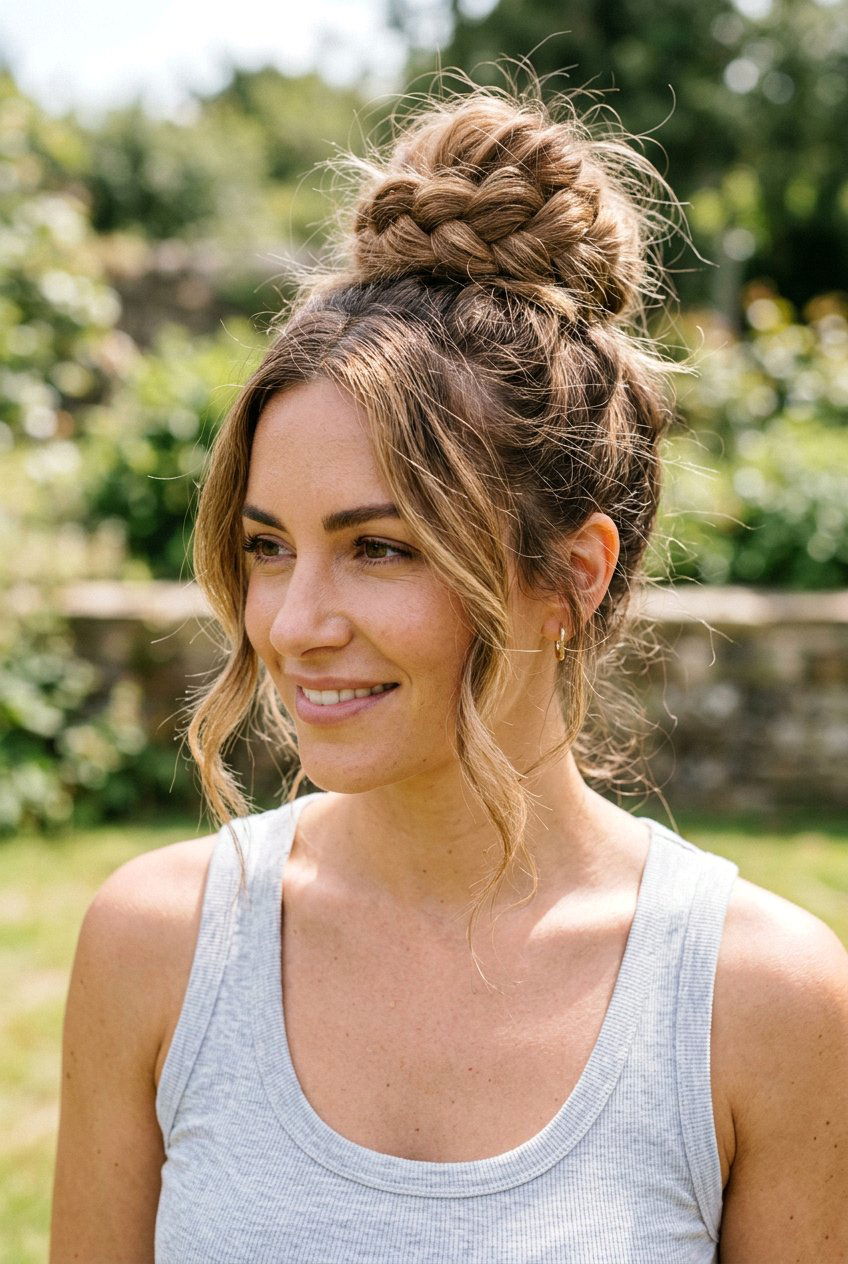 Messy Braided Top Knot - 20 messy braid hairstyles - 20 messy braid hairstyles