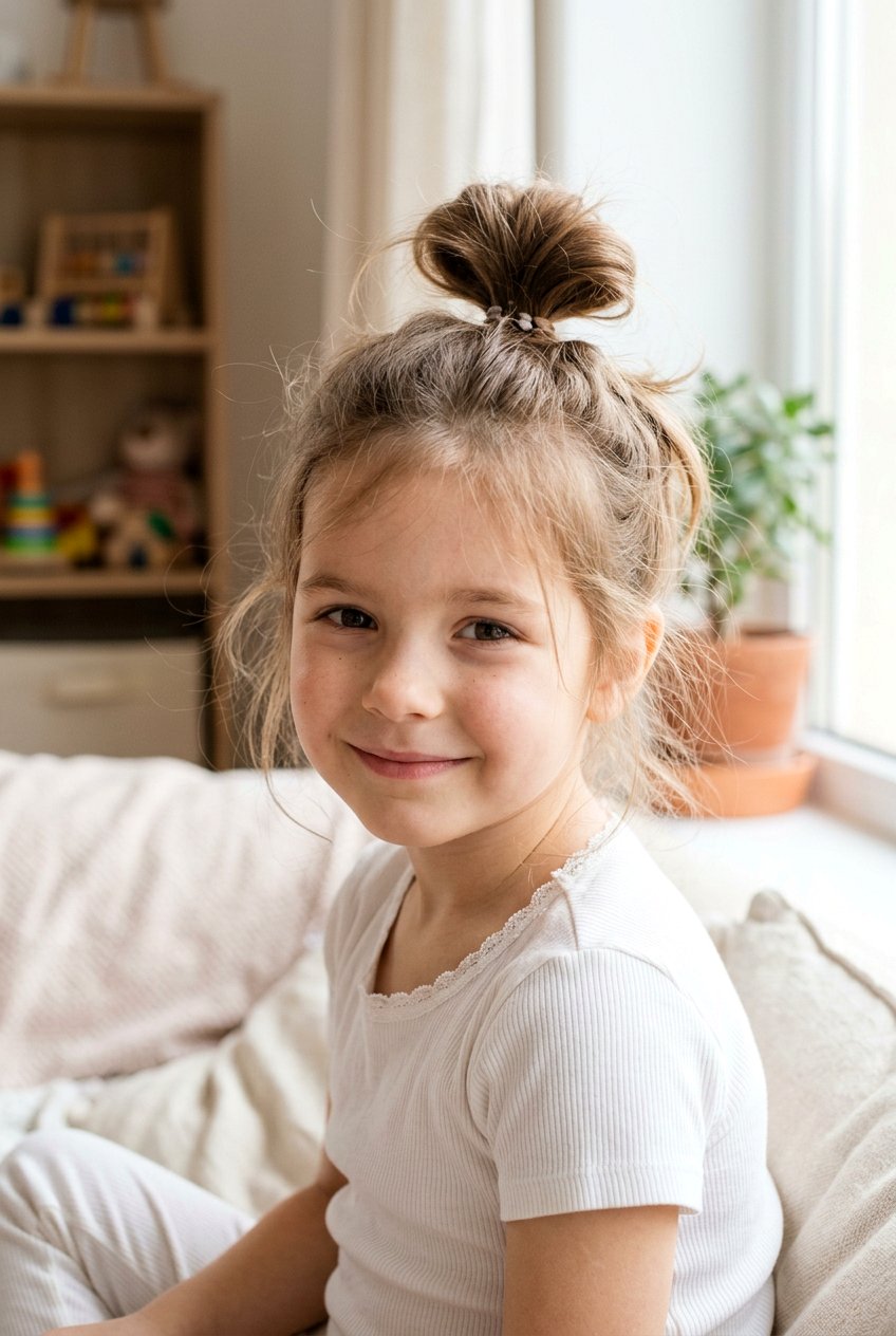 Messy Bun - 20 hairstyles for little girls - 20 hairstyles for little girls