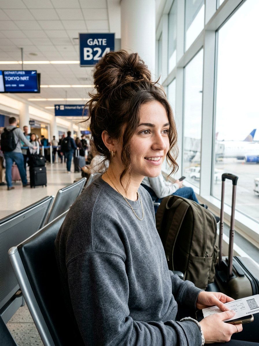 Messy Bun - 20 overnight travel hairstyles - 20 overnight travel hairstyles