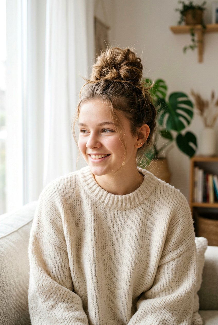 Messy Bun - 20 first day of school hairstyle for teens - 20 first day of school hairstyle for teens