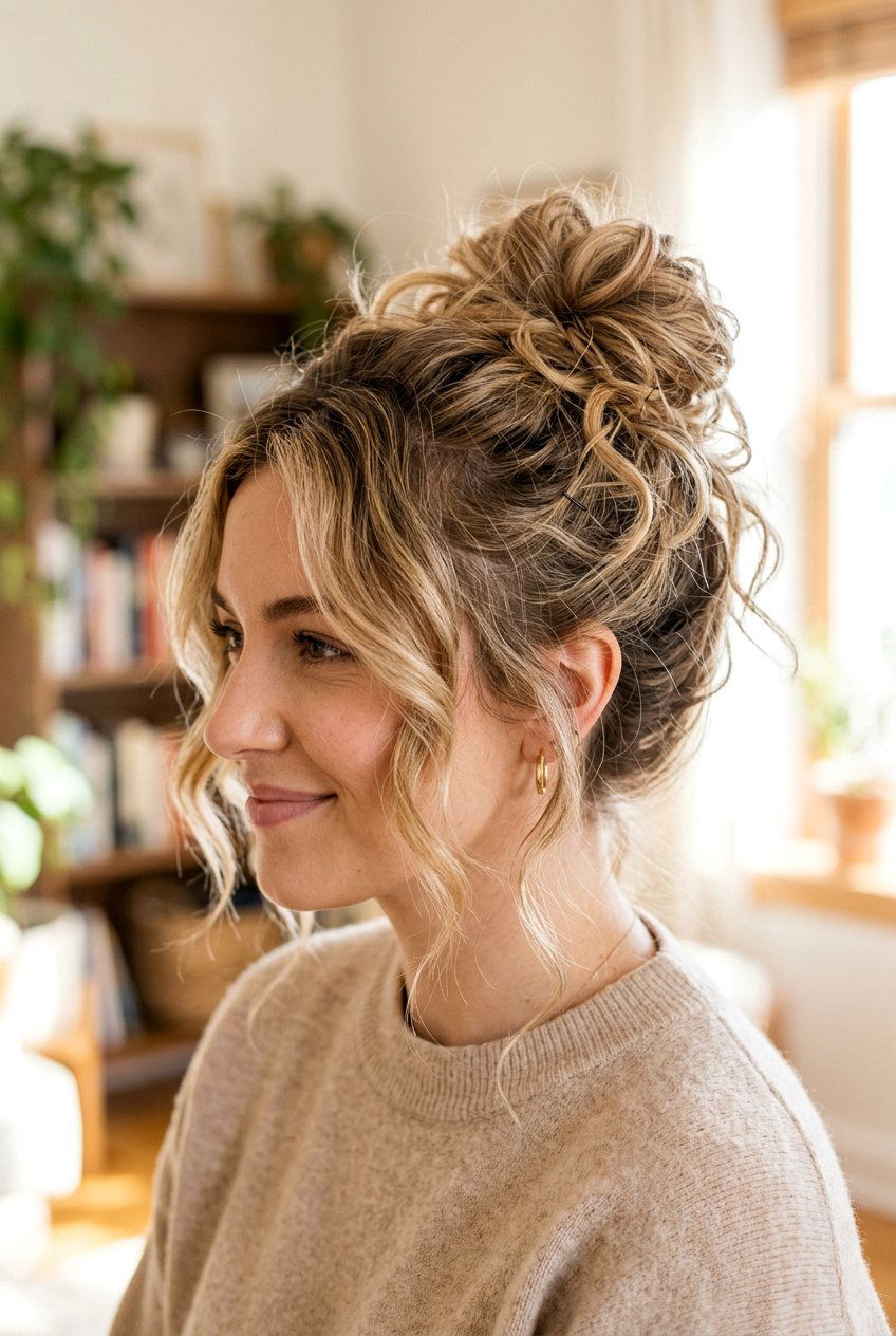 Messy Bun - 20 easy hairstyles for medium hair - 20 easy hairstyles for medium hair