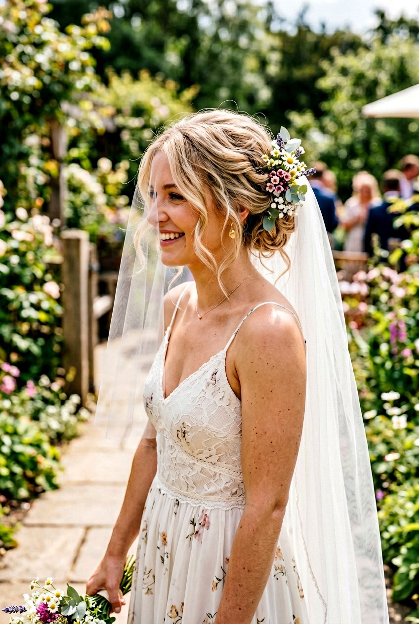 Messy Bun Bridal Hairstyle - 20 bridal hairstyle for veil and flowers - 20 bridal hairstyle for veil and flowers