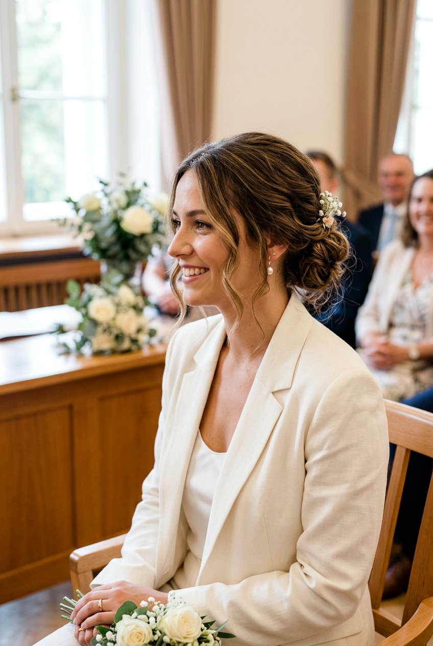 Messy Bun Civil Wedding Hairstyle - 20 civil wedding hairstyles - 20 civil wedding hairstyles