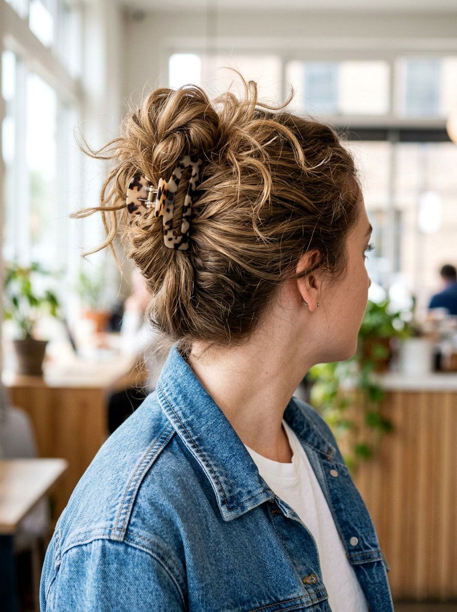 Messy Bun Claw Clip Updo - 20 claw clip updo for thick long hair - 20 claw clip updo for thick long hair
