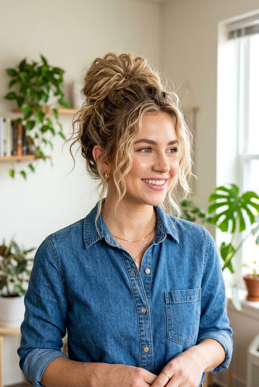 Messy Bun Crinkle - 20 overnight bun curls for shoulder length hair - 20 overnight bun curls for shoulder length hair