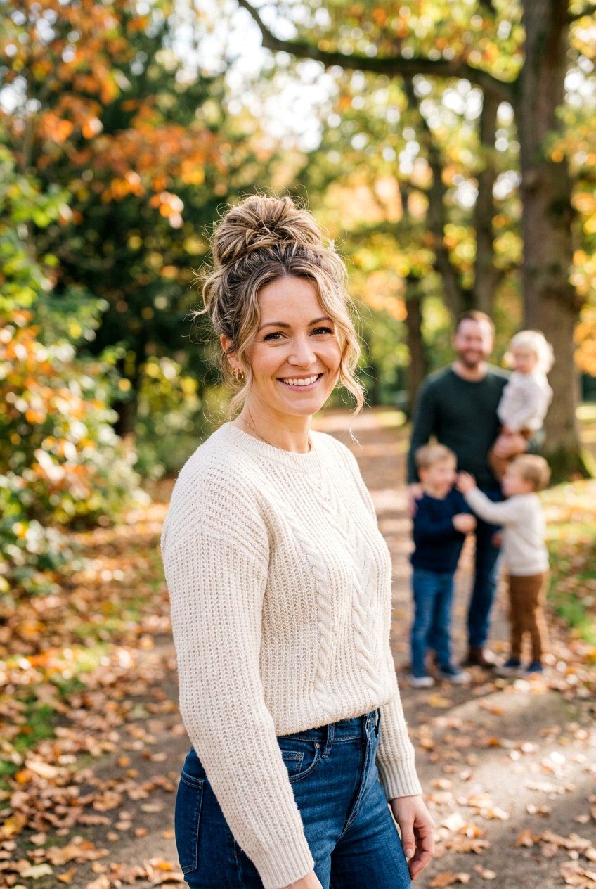 Messy Bun For Family Photoshoot - 20 family session hairstyles - 20 family session hairstyles