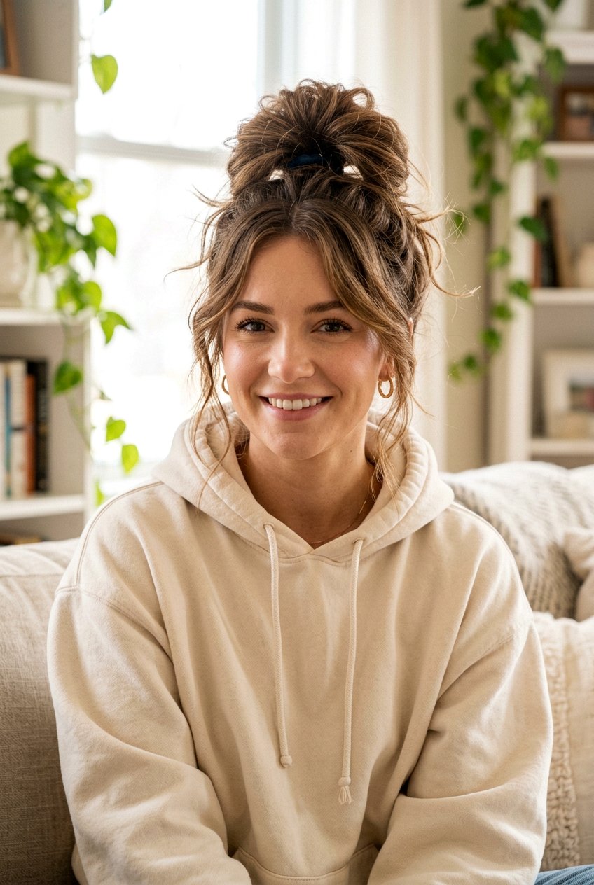 Messy Bun For Layered Hair - 20 campus hairstyle for long layers - 20 campus hairstyle for long layers