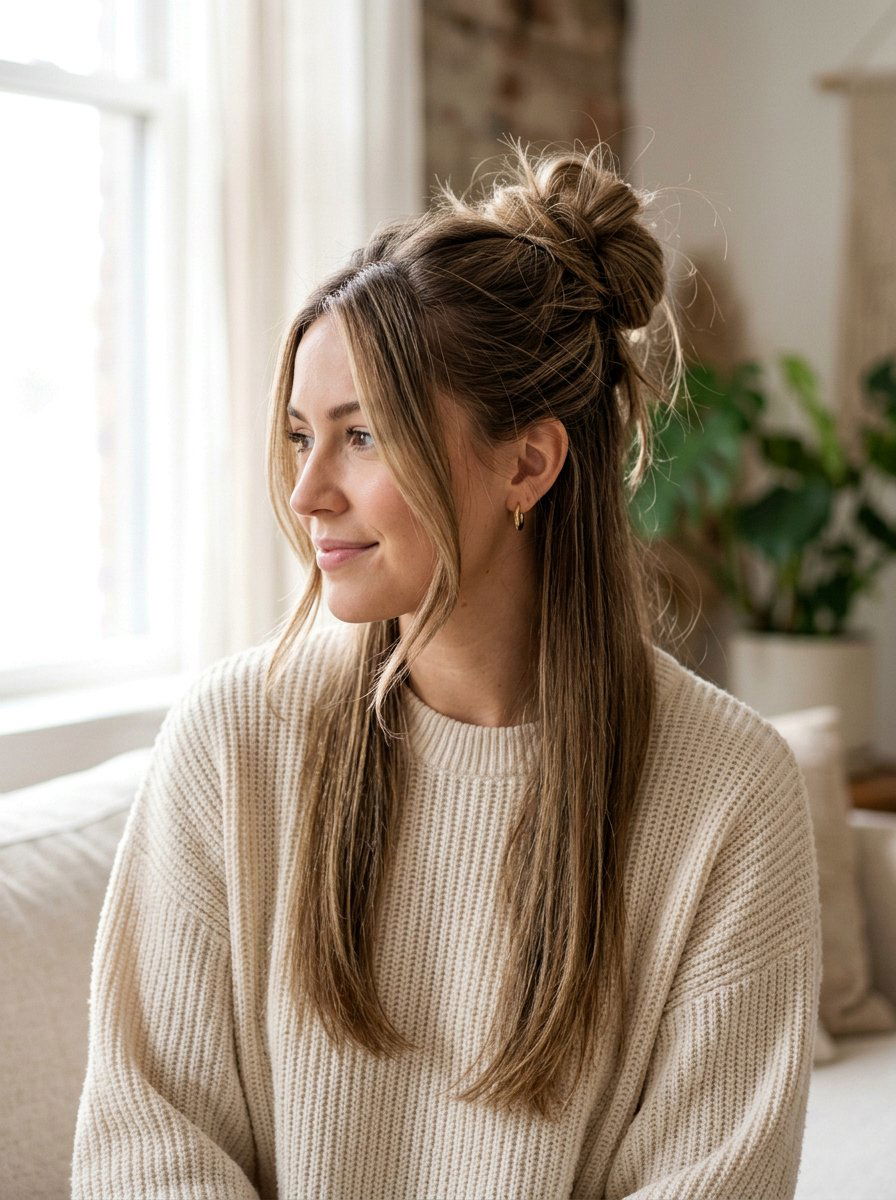Messy Bun For Long Straight Layers - 20 quick hairstyle for long straight layers - 20 quick hairstyle for long straight layers