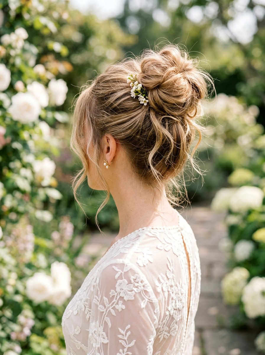 Messy Bun Hairstyle - 20 pre wedding shoot hairstyles - 20 pre wedding shoot hairstyles