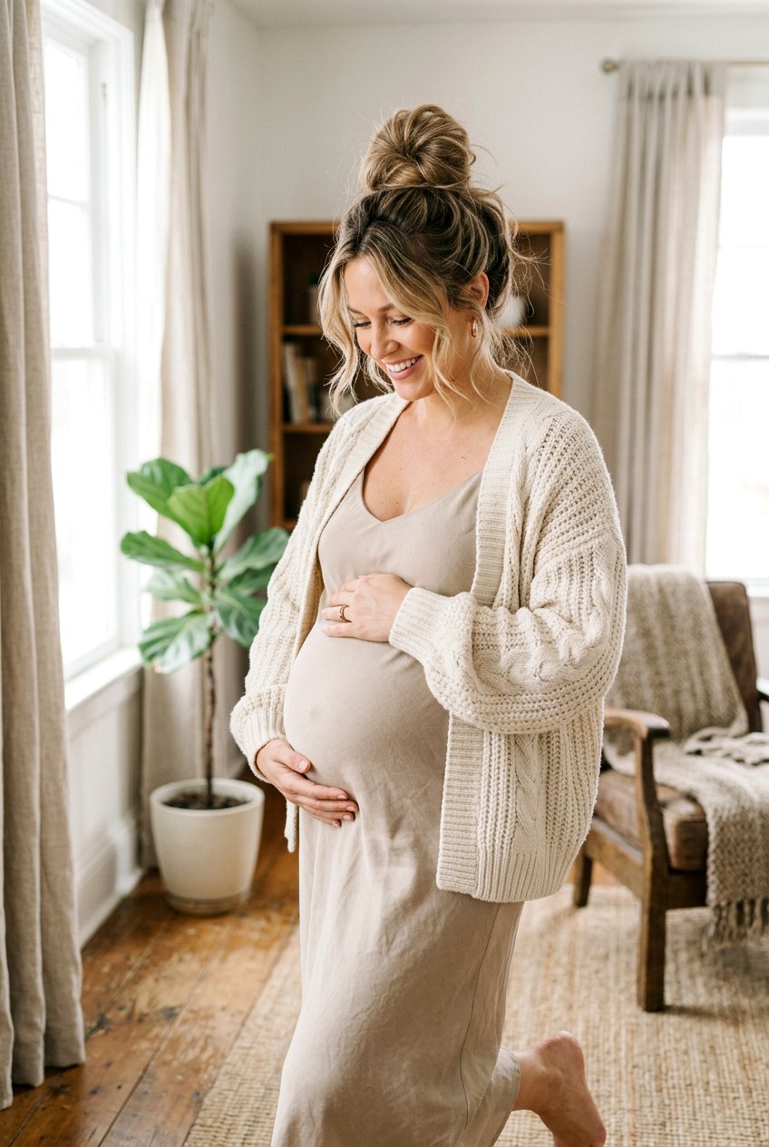 Messy Bun Maternity Photoshoot Hair - 20 maternity photo shoot hairstyles - 20 maternity photo shoot hairstyles
