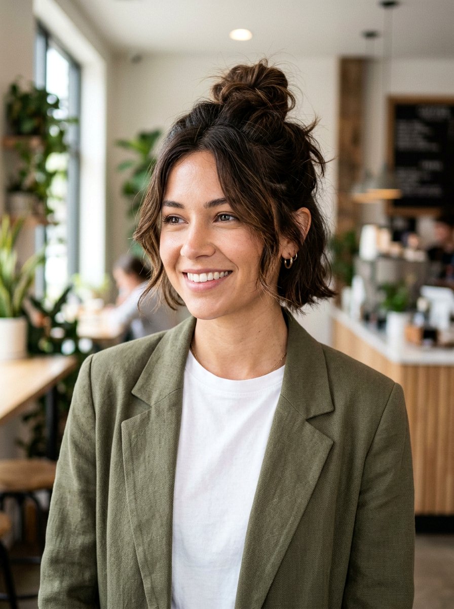 Messy Bun Short Bob - 20 interview hairstyle for short bob - 20 interview hairstyle for short bob
