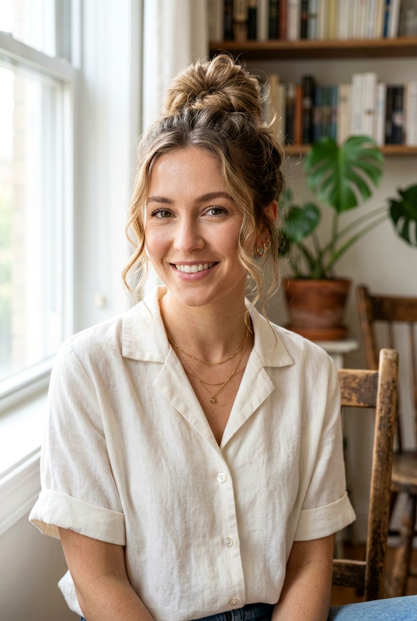 Messy Bun Updo - 20 best date night hairstyle ideas - 20 best date night hairstyle ideas