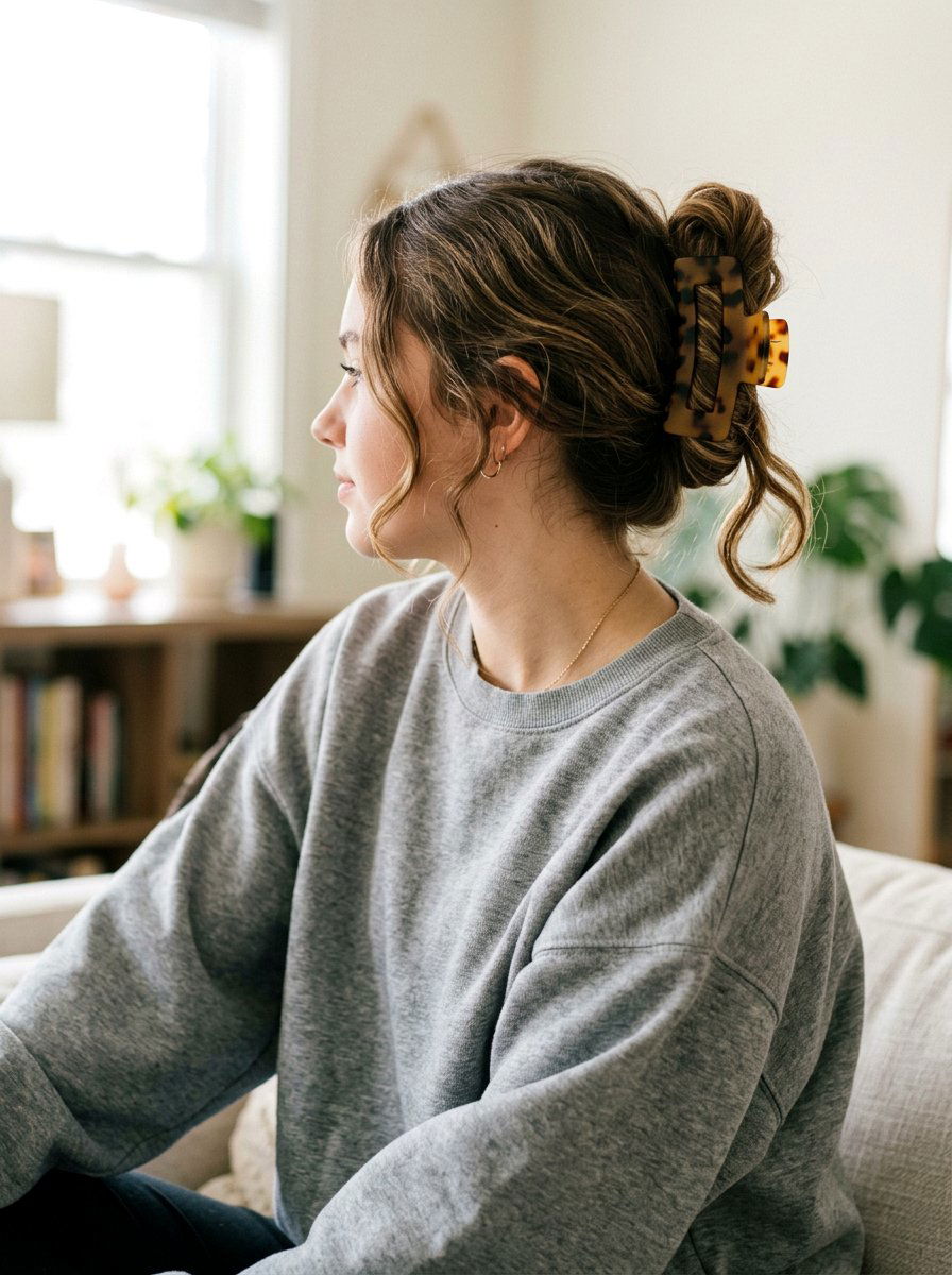 Messy Bun With Claw Clip - 20 teen girls school hairstyle with claw clip - 20 teen girls school hairstyle with claw clip