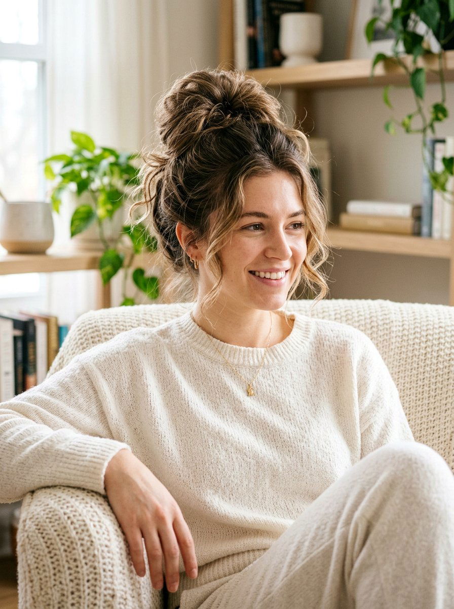 Messy Bun With Crown Lift - 20 hairstyle to create volume at crown - 20 hairstyle to create volume at crown