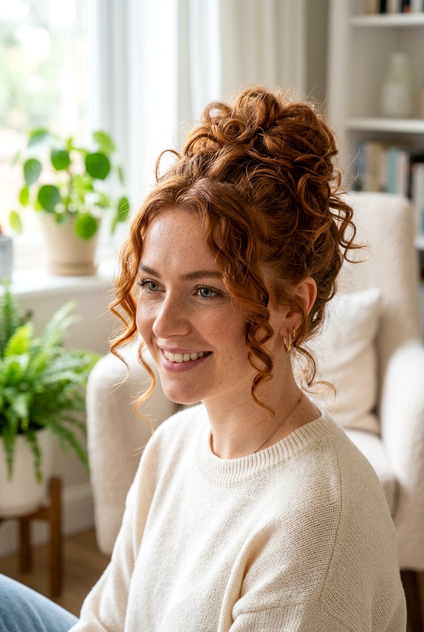 Messy Bun With Curls - 20 pageant hairstyle with soft curls - 20 pageant hairstyle with soft curls