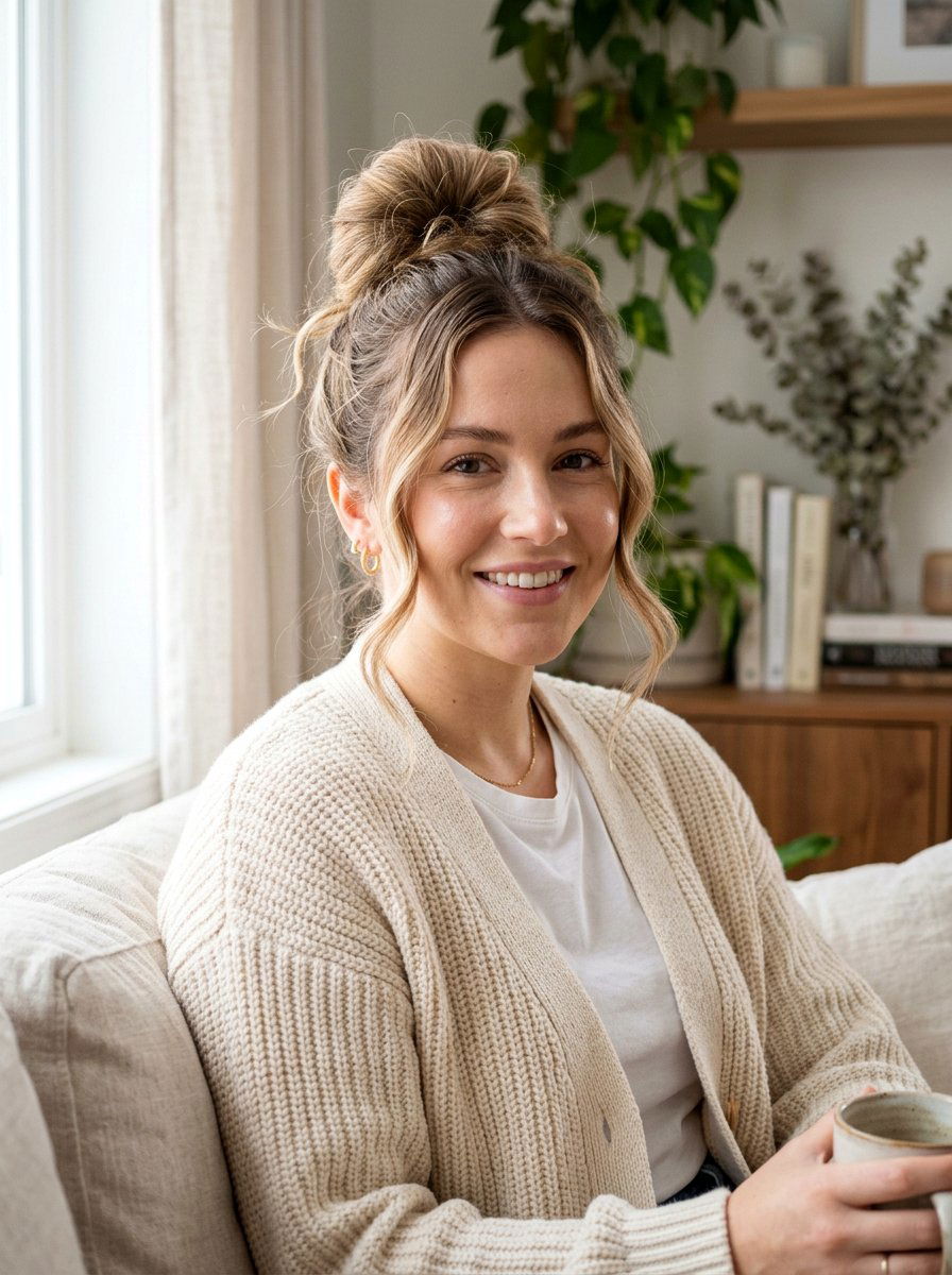 Messy Bun With Face Framing Pieces - 20 hairstyle to blend short regrowth - 20 hairstyle to blend short regrowth