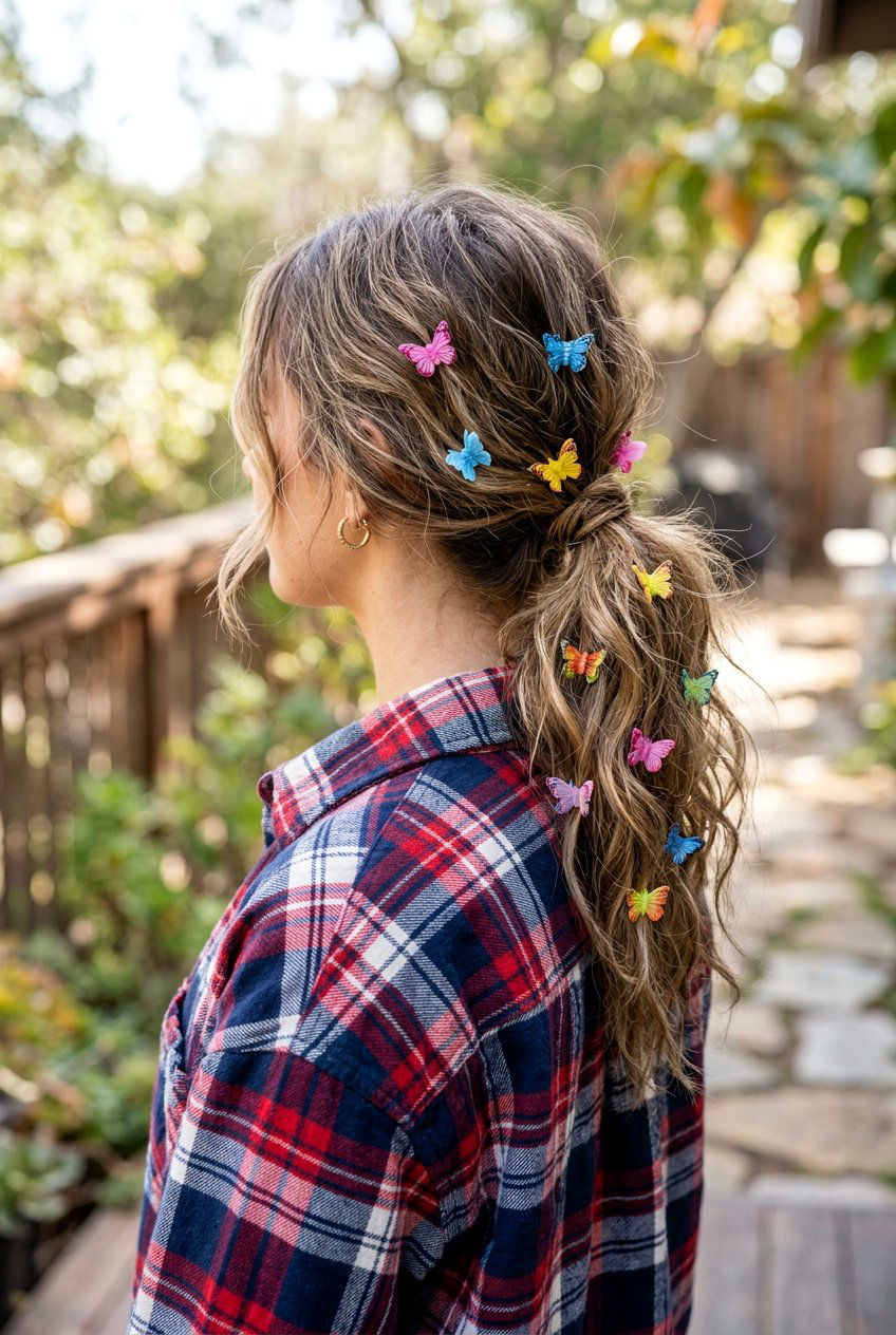 Messy Butterfly Clip Ponytail - 20 butterfly clip ponytail hairstyle - 20 butterfly clip ponytail hairstyle