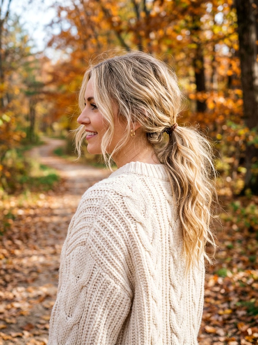 Messy Chic Low Ponytail - 20 classy low ponytail hairstyle ideas - 20 classy low ponytail hairstyle ideas