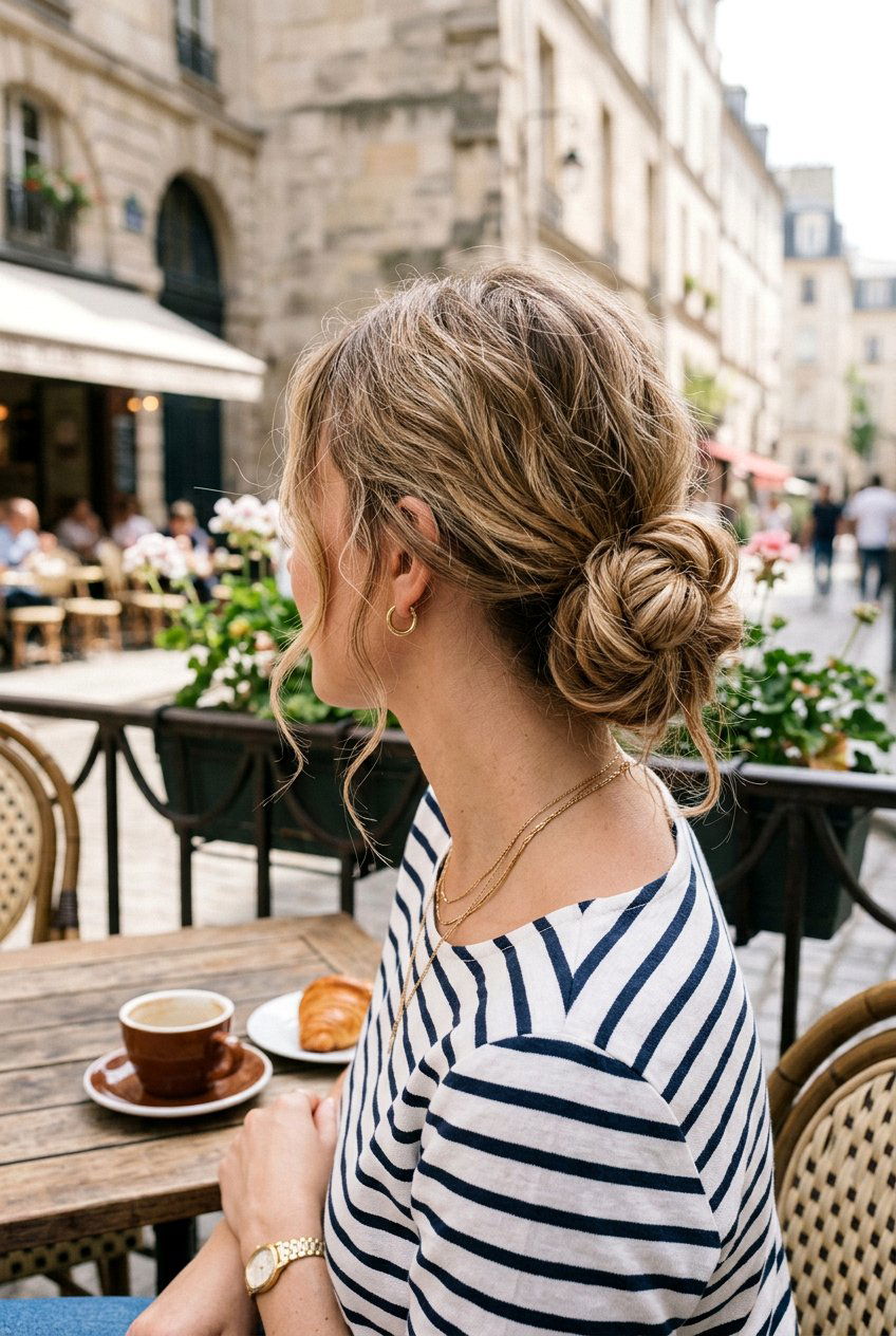 Messy Chignon Updo - 20 easy vacation updo for women - 20 easy vacation updo for women