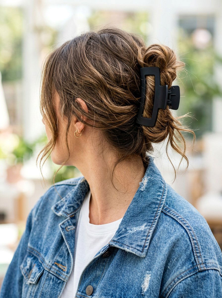 Messy Claw Clip Bun - 20 travel friendly claw clip hairstyle - 20 travel friendly claw clip hairstyle