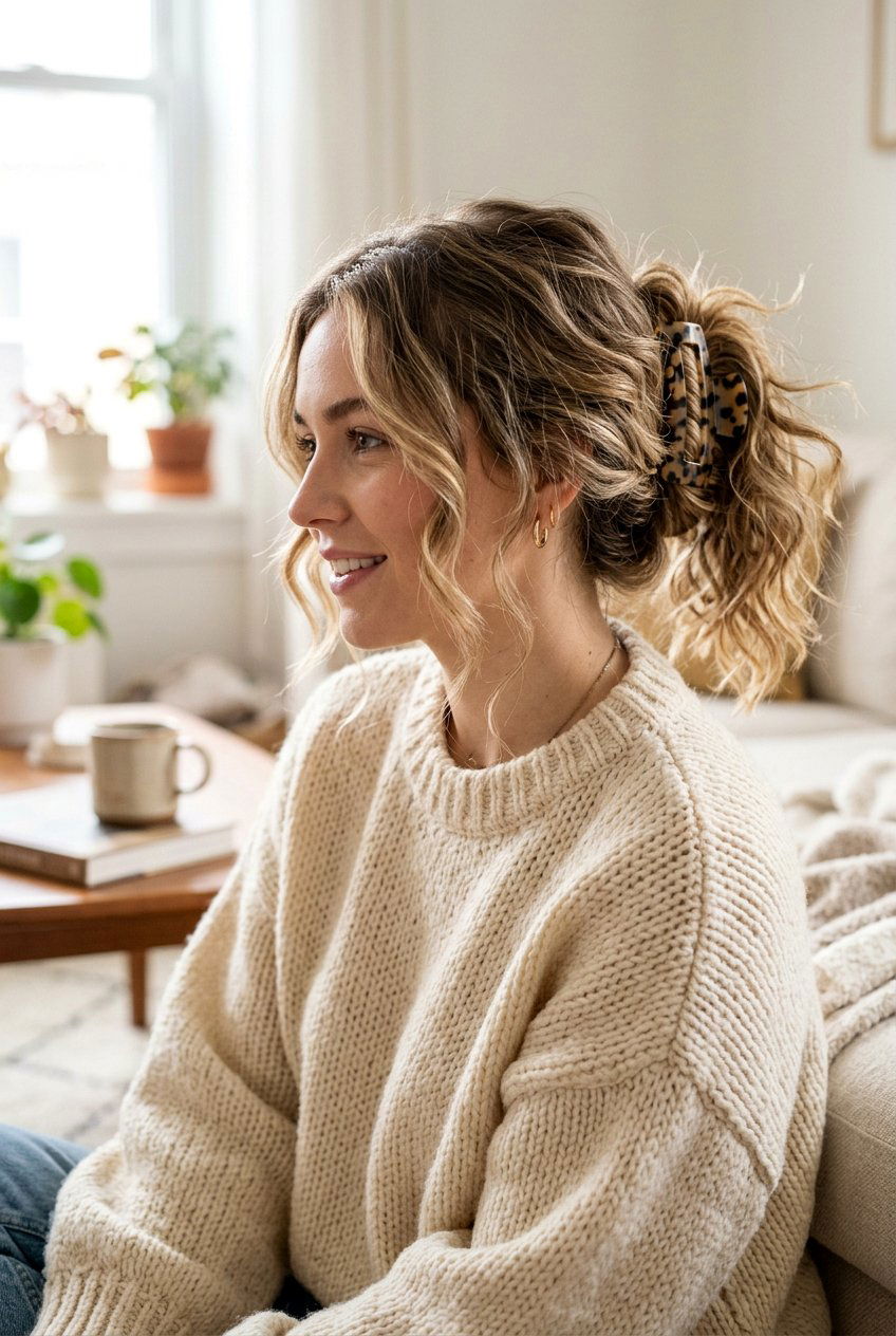 Messy Claw Clip Ponytail Twist - 20 claw clip ponytail hairstyle - 20 claw clip ponytail hairstyle