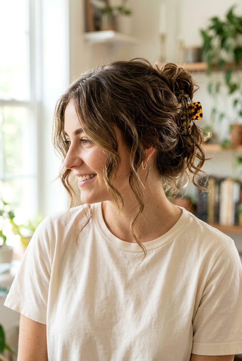 Messy Claw Clip Updo - 20 claw clip hairstyles - 20 claw clip hairstyles