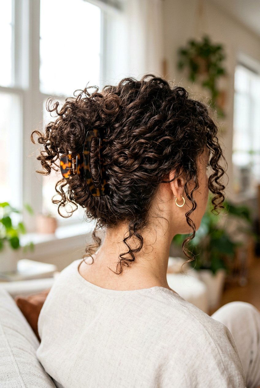 Messy Claw Clip Updo For Curly Hair - 20 messy claw clip updo - 20 messy claw clip updo