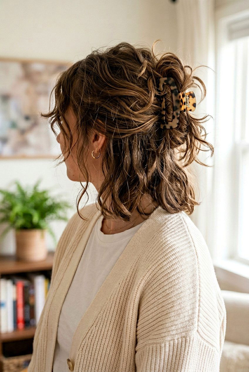 Messy Claw Clip Updo For Medium Hair - 20 messy claw clip updo - 20 messy claw clip updo