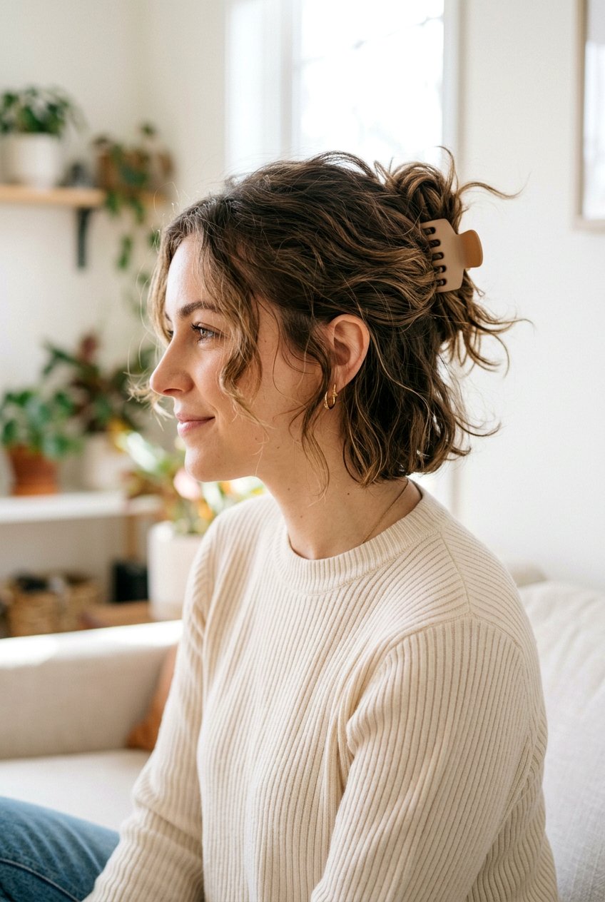 Messy Claw Clip Updo For Short Hair - 20 messy claw clip updo - 20 messy claw clip updo