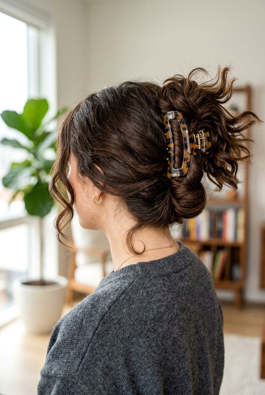 Messy Claw Clip Updo For Thick Hair - 20 messy claw clip updo - 20 messy claw clip updo