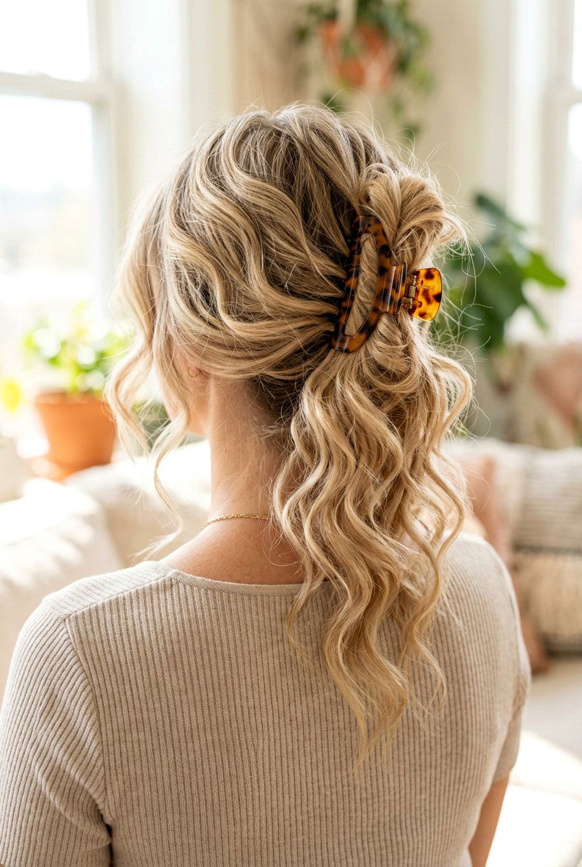 Messy Claw Clip Updo With Soft Waves - 20 messy claw clip updo - 20 messy claw clip updo