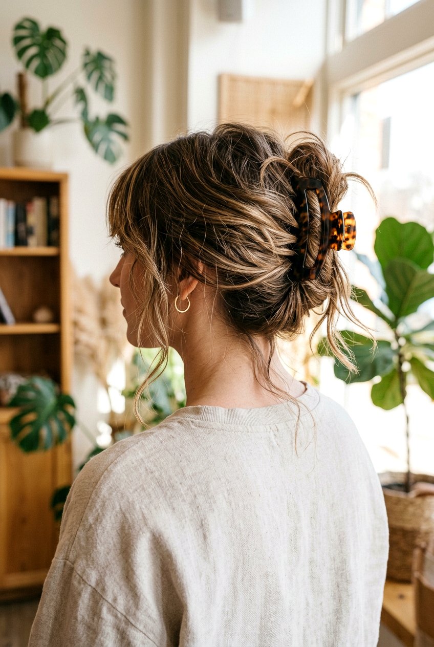 Messy Claw Clip Updo With Textured Layers - 20 messy claw clip updo - 20 messy claw clip updo