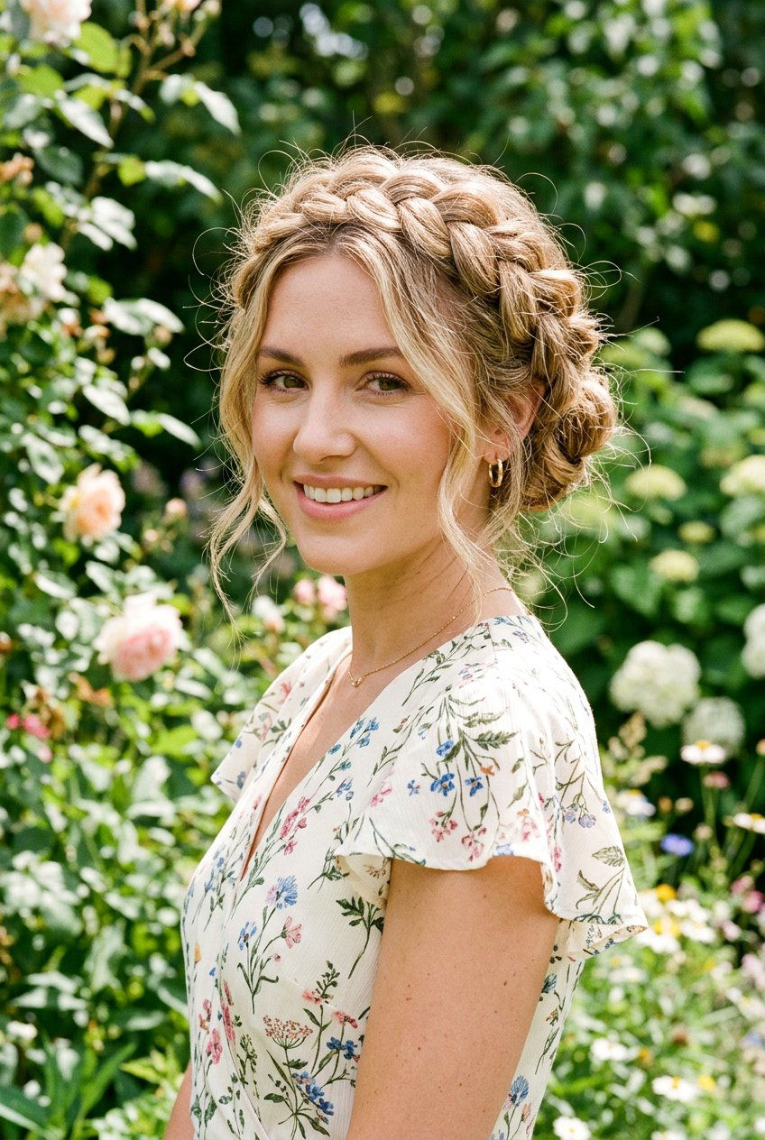 Messy Crown Braid Updo - 20 messy braid hairstyles - 20 messy braid hairstyles