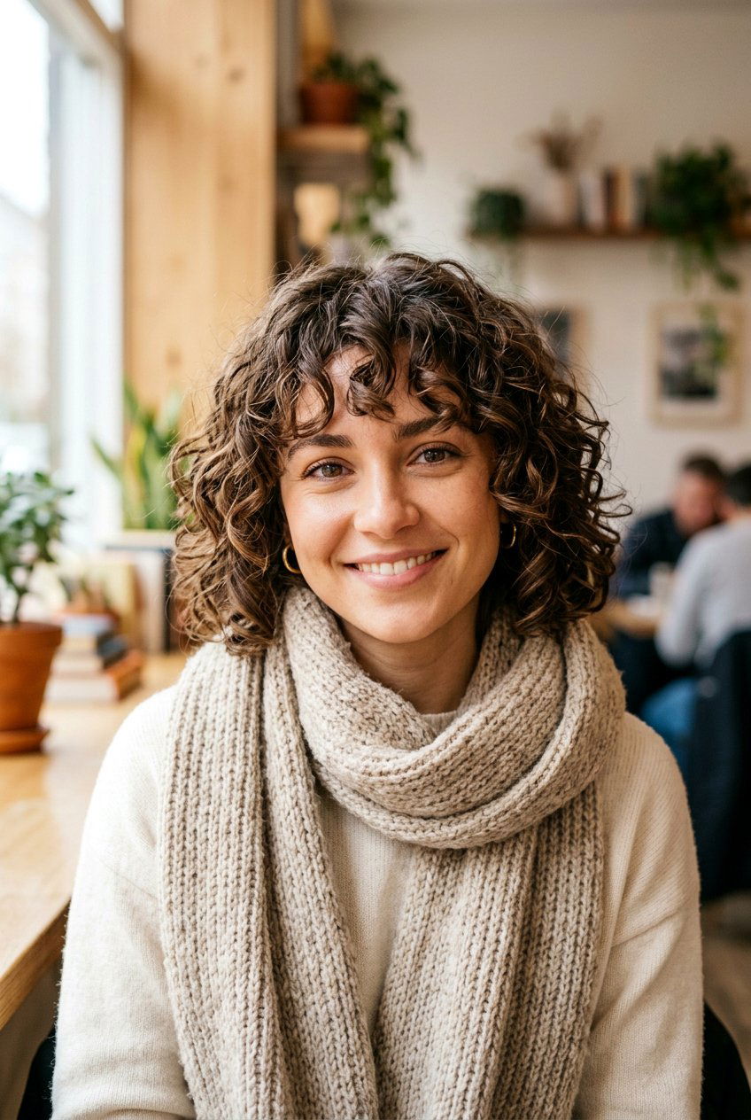 Messy Curly Bob With Textured Bangs - 20 mature curly bob with bangs - 20 mature curly bob with bangs
