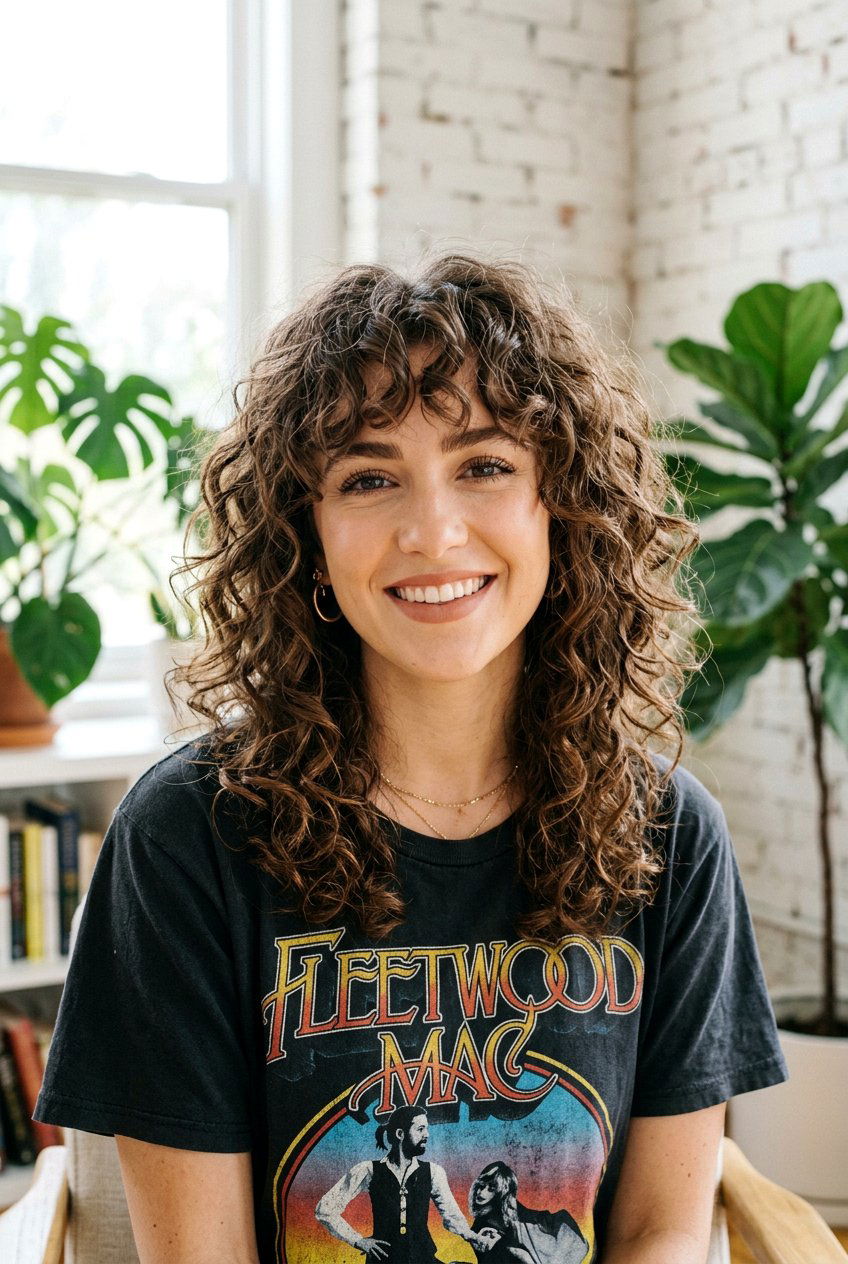 Messy Curly Curtain Bangs - 20 curly curtain bangs hairstyle - 20 curly curtain bangs hairstyle