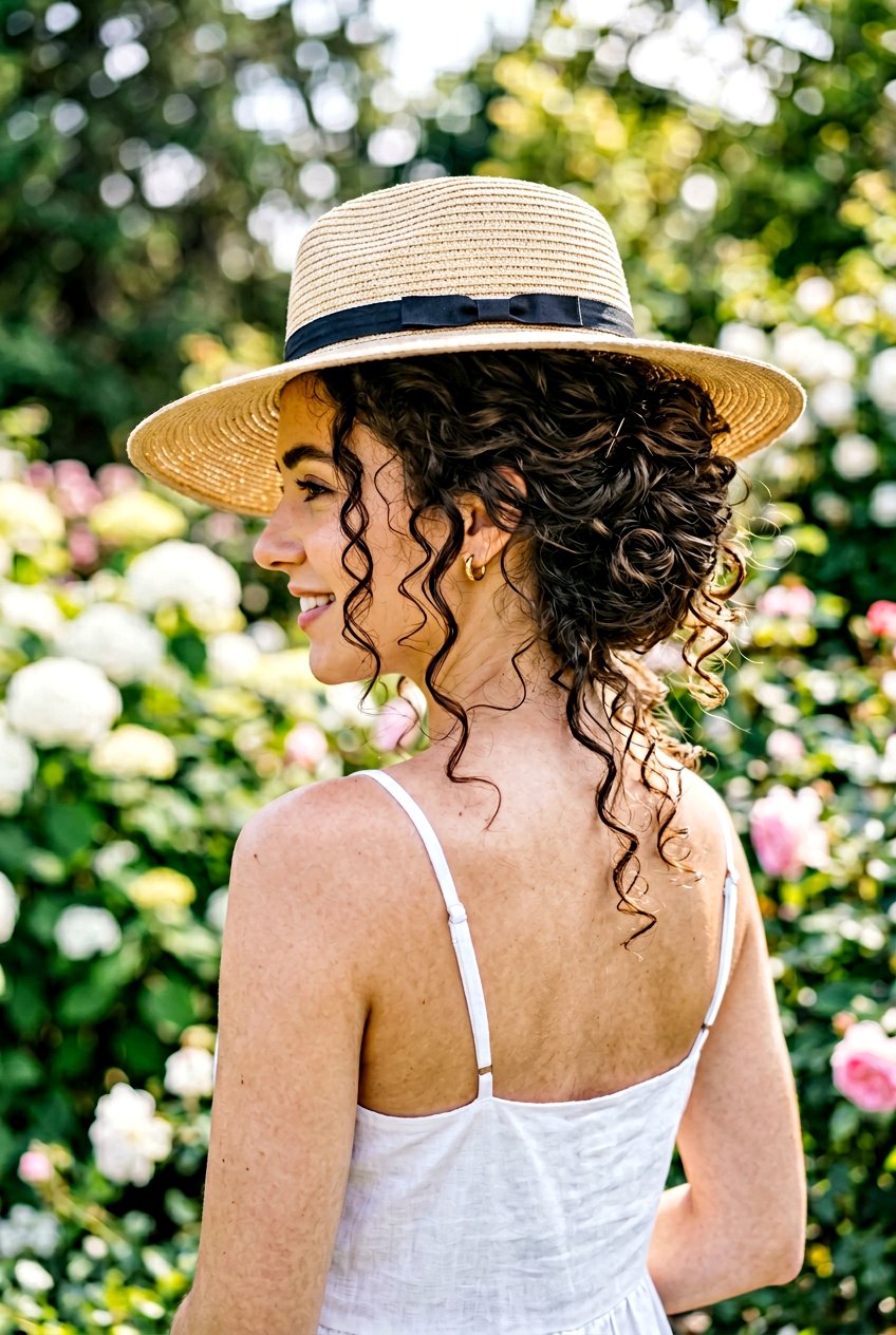 Messy Curly French Twist - 20 beach hairstyle for long curly hair - 20 beach hairstyle for long curly hair