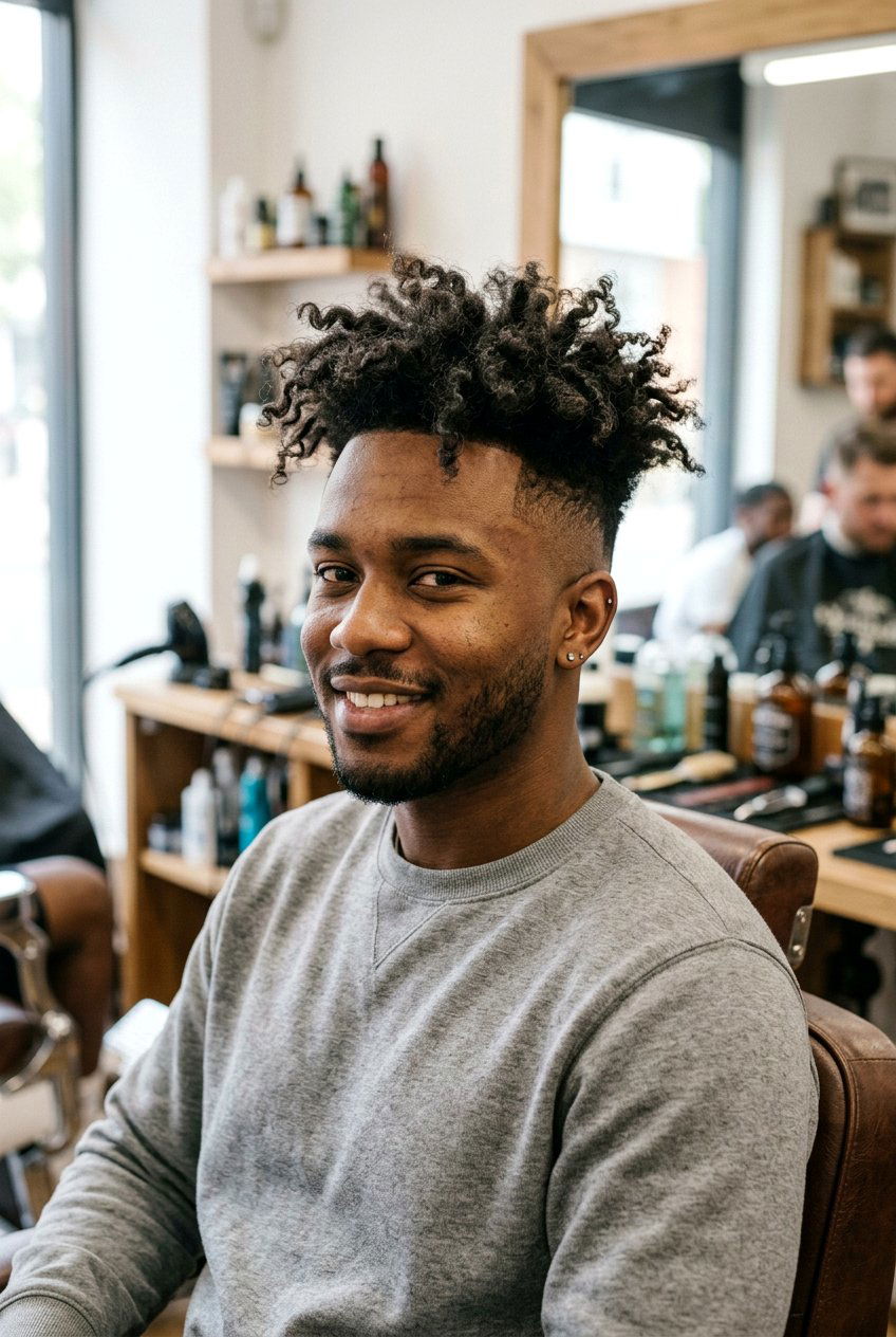 Messy Curly High Top Fade - 20 curly high top fade haircut - 20 curly high top fade haircut