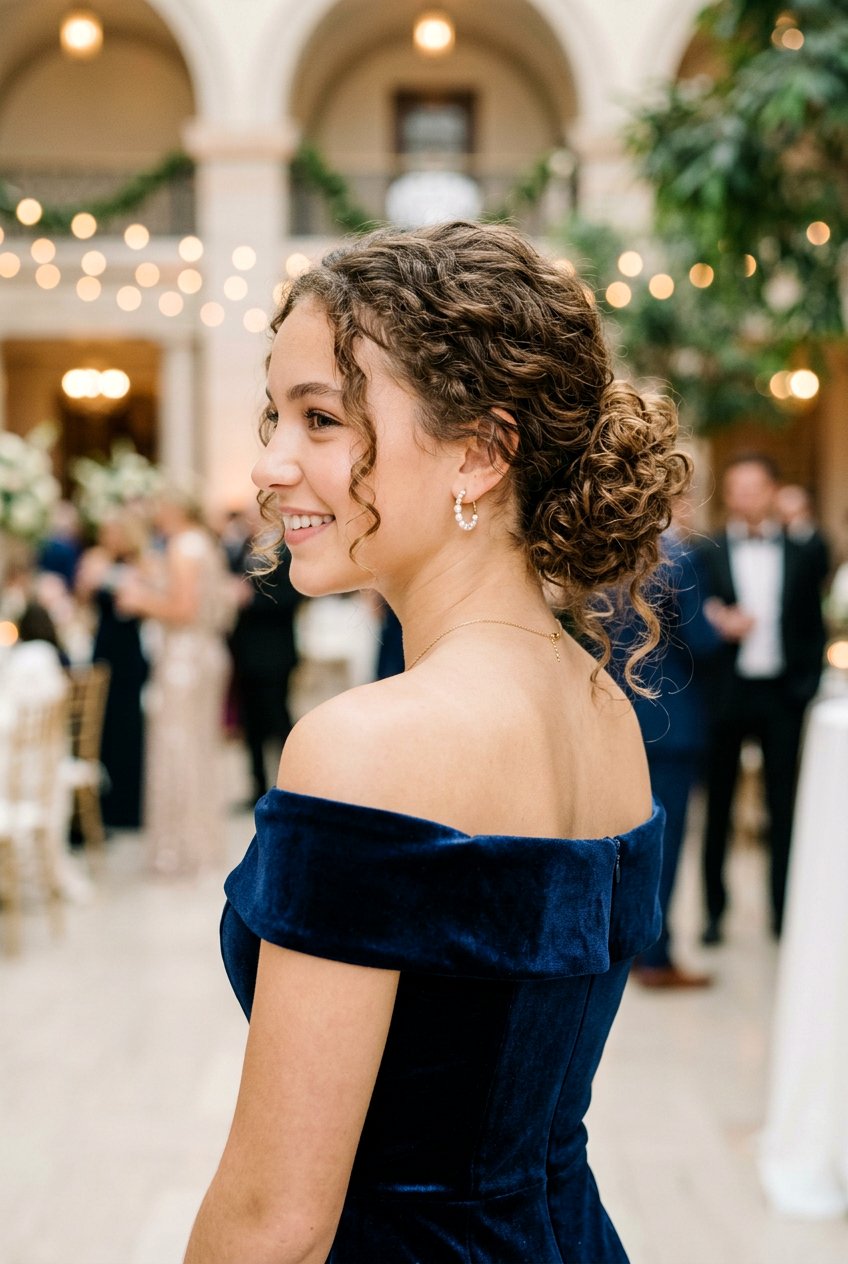 Messy Curly Low Bun - 20 prom hairstyle for teenage girls with curls - 20 prom hairstyle for teenage girls with curls