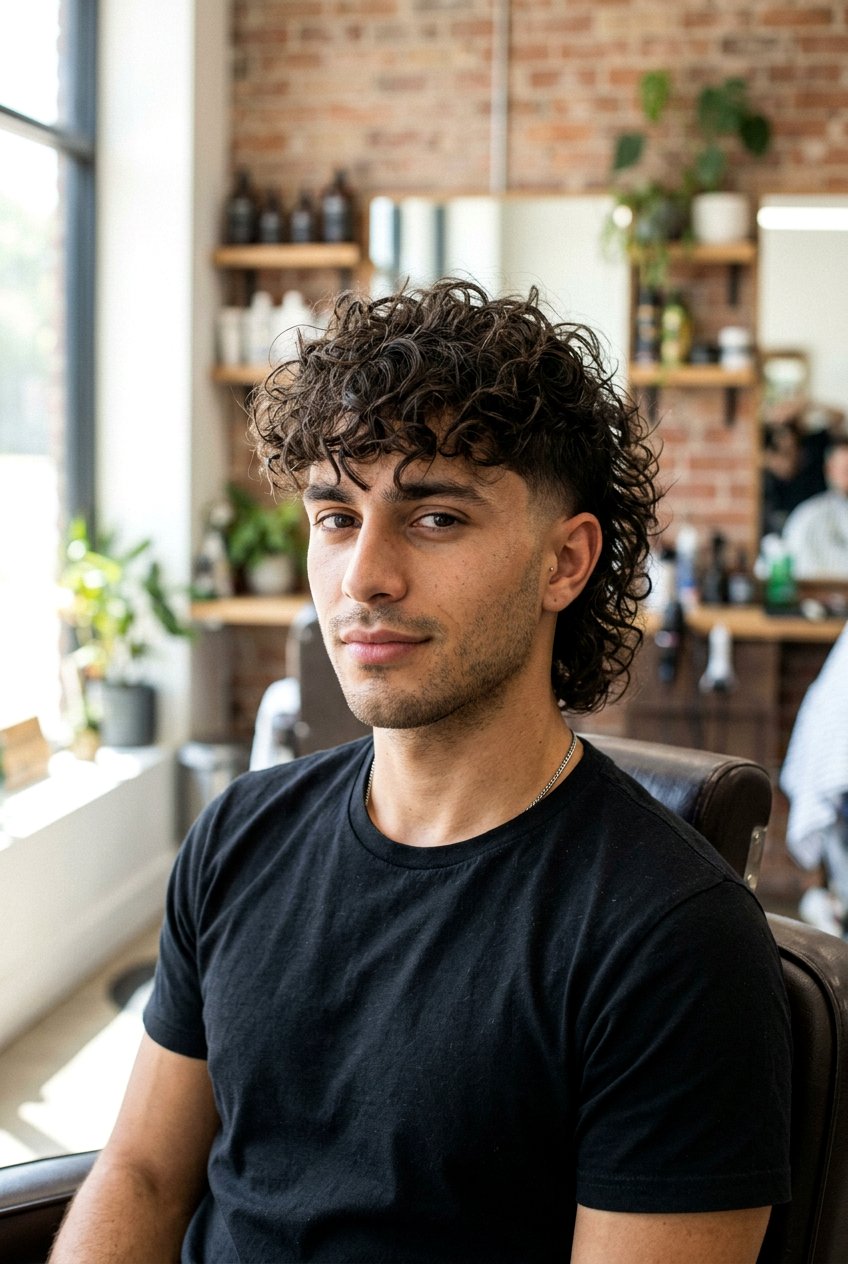 Messy Curly Mullet With Low Taper - 20 curly mullet with taper fade - 20 curly mullet with taper fade