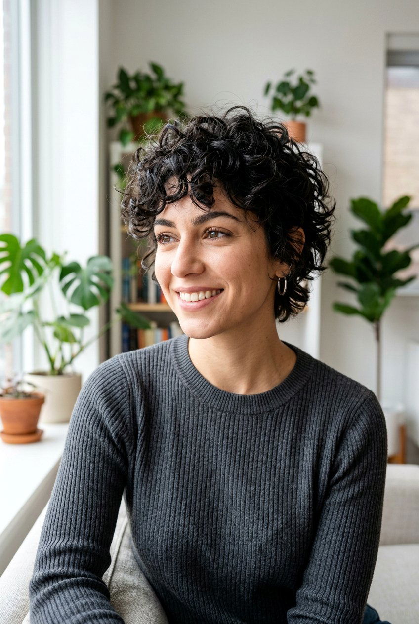 Messy Curly Pixie - 20 curly hairstyles for short hair - 20 curly hairstyles for short hair