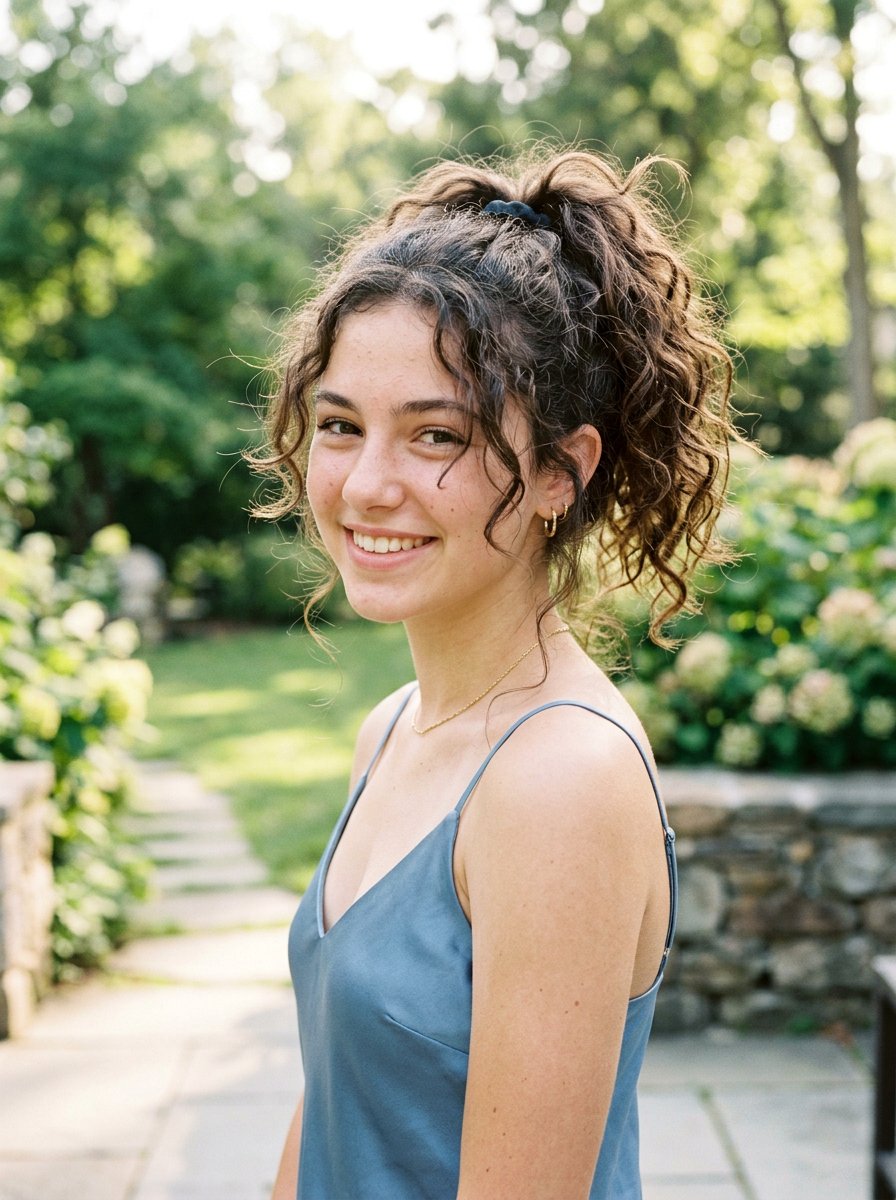 Messy Curly Ponytail With Tendrils - 20 teen girls homecoming curls ponytail - 20 teen girls homecoming curls ponytail